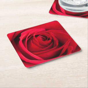 Rote Rose Rechteckiger Pappuntersetzer