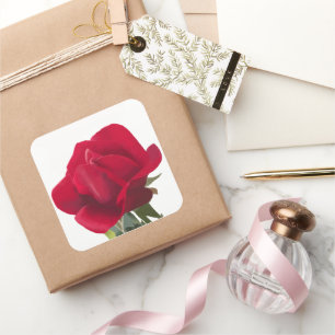 Rote Rose - Red rose Quadratischer Aufkleber
