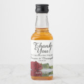 Rote Rose Reflektionen Hochzeit Danke Mini Alkoholflaschenetikett (Vorderseite)