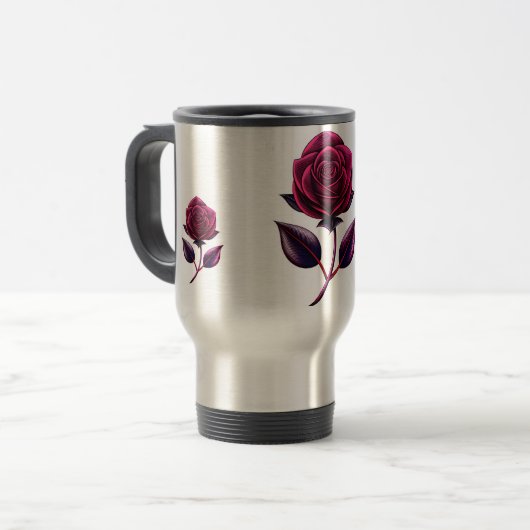 rote Rose Reisebecher (Vorderseite Links)