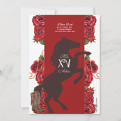 Rote Rose Rodeo Western Charro Quinceanera Einladung (Rückseite)