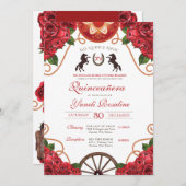 Rote Rose Rodeo Western Charro Quinceanera Einladung (Vorne/Hinten)