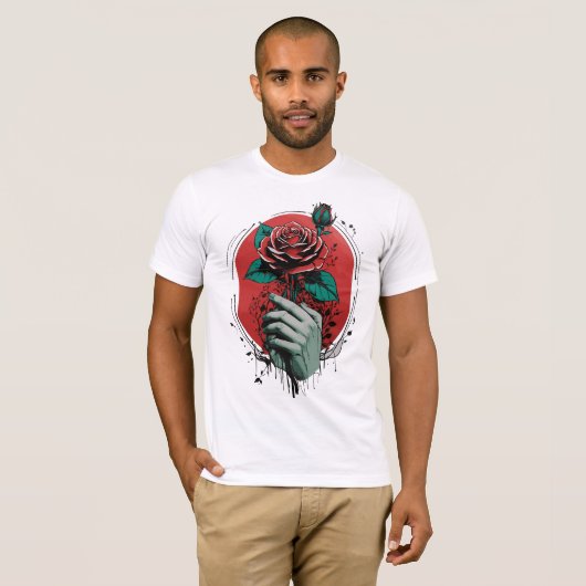 Rote Rose Romance T-Shirt (Vorne ganz)