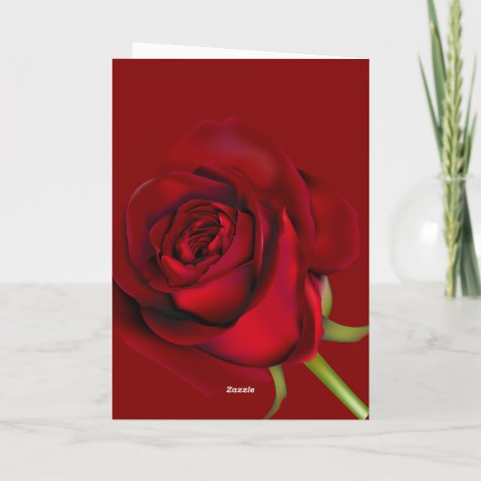 Rote Rose Romantik I Liebe Sie Geburtskarte (Rückseite)