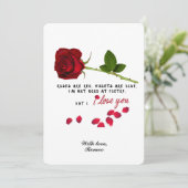 Rote Rose Romantik I Liebe Valentinstag Karte (Stehend Vorderseite)