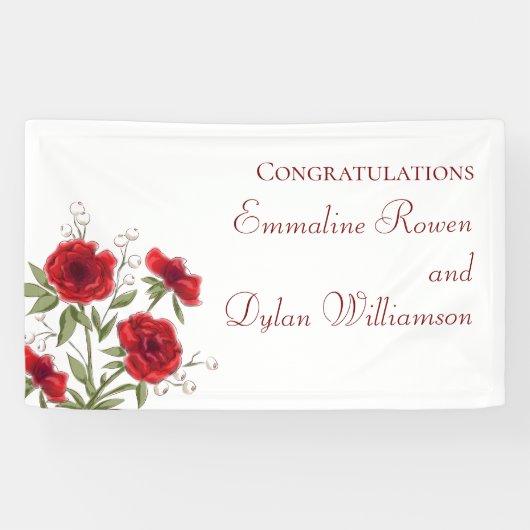Rote Rose Romantische Hochzeit Banner (Horizontal)