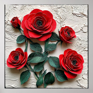 Rote Rose Romantischer Handgemachter Stil Dekor 🎁 Poster