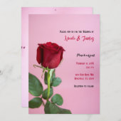 Rote Rose Rosa Romantische Elegante Einladung (Vorne/Hinten)
