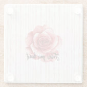 Rote Rose Rosa Streifen Glasuntersetzer (Rückseite)