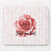 Rote Rose Rosa Streifen Mousepad (Vorne)