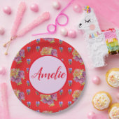 Rote Rose Rose am Geburtstag Vintag Blume Pappteller (Party)