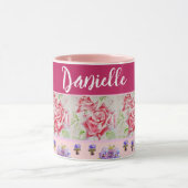 Rote Rose Rose Aquarell Rosa Shabby Chic Tasse (Zentrum)