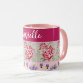 Rote Rose Rose Aquarell Rosa Shabby Chic Tasse (VorderseiteRechts)