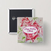 Rote Rose Rose Blume Muster Papier Party-Platte Button (Vorne & Hinten)