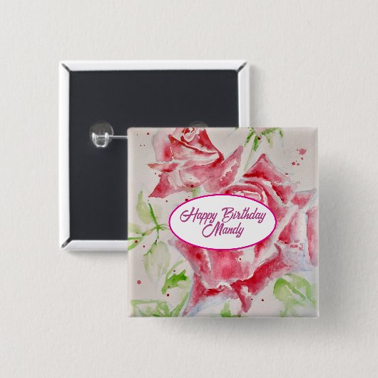 Rote Rose Rose Blume Muster Papier Party-Platte Button (Vorne & Hinten)