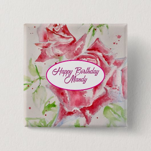 Rote Rose Rose Blume Muster Papier Party-Platte Button (Vorderseite)