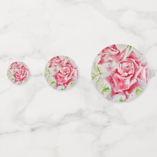 Rote Rose Rose Blume Muster Papier Party-Platte Konfetti (Rückseiten)