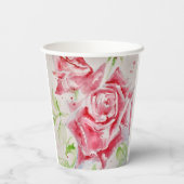 Rote Rose Rose Blume Muster Papier Party-Platte Pappbecher (Rückseite)