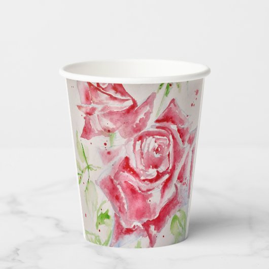 Rote Rose Rose Blume Muster Papier Party-Platte Pappbecher (Rückseite)