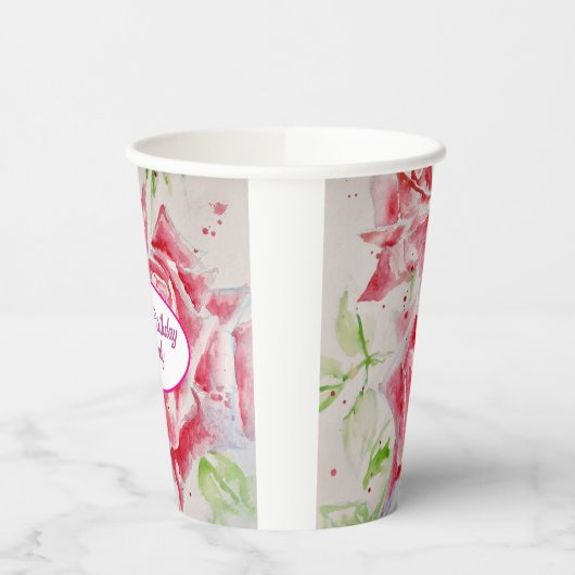 Rote Rose Rose Blume Muster Papier Party-Platte Pappbecher (Links)