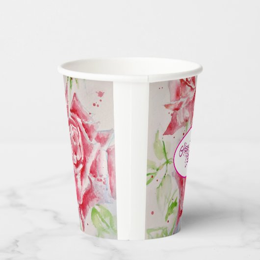 Rote Rose Rose Blume Muster Papier Party-Platte Pappbecher (Rechts)