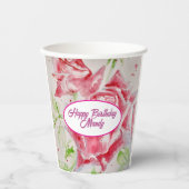 Rote Rose Rose Blume Muster Papier Party-Platte Pappbecher (Vorderseite)