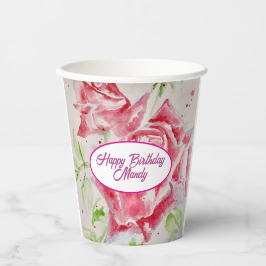 Rote Rose Rose Blume Muster Papier Party-Platte Pappbecher (Vorderseite)