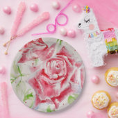 Rote Rose Rose Blume Muster Papier Party-Platte Pappteller (Party)