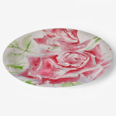 Rote Rose Rose Blume Muster Papier Party-Platte Pappteller (Schrägansicht)