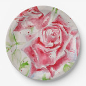 Rote Rose Rose Blume Muster Papier Party-Platte Pappteller (Vorderseite)