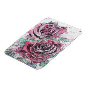 Rote Rose Rose Blumenbeete Blume Watercolor Magnet (Linke Seite)