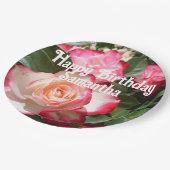 Rote Rose Rose Blumengebirge Foto Frauen Geburtsta Pappteller (Schrägansicht)