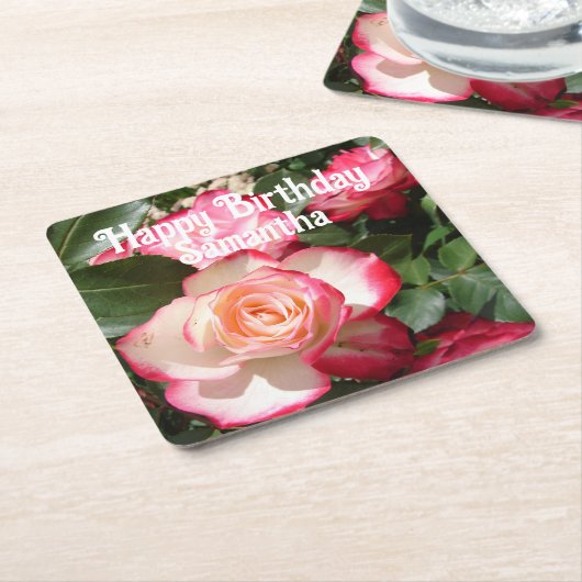 Rote Rose Rose Blumengebirge Foto Frauen Geburtsta Rechteckiger Pappuntersetzer (angewinkelt)