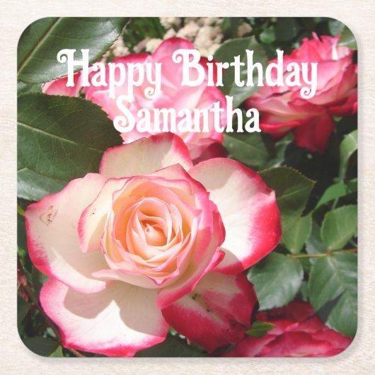 Rote Rose Rose Blumengebirge Foto Frauen Geburtsta Rechteckiger Pappuntersetzer (Vorderseite)