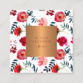 Rote Rose Rose Goldschild Quadratische Visitenkarte (Vorderseite)