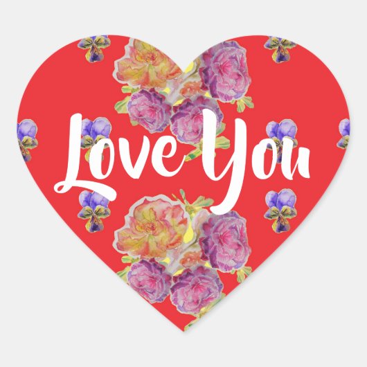 Rote Rose Rose Muster Blume Liebe Herz-Aufkleber (Vorderseite)