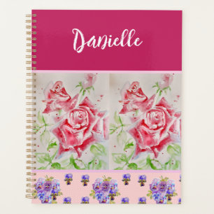 Rote Rose Rose Wasserfarbe Anpassbare rosa Shabby Planer