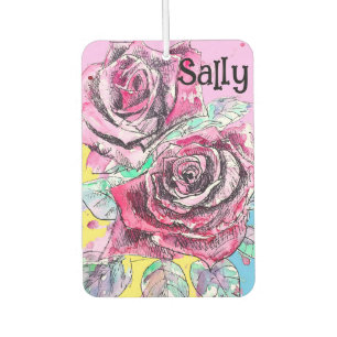Rote Rose Rosen Aquarell Blumen Blüten Autolufterfrischer