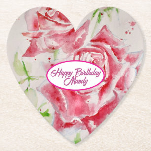 Rote Rose Rosen Blumen Muster Papier Party Teller Untersetzer