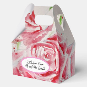 Rote Rose Rosen Blumen Muster Wasserfarbe Hochzeit Geschenkschachtel
