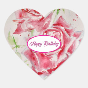 Rote Rose Rosen Blumenmuster Papierparty-Teller Herz-Aufkleber