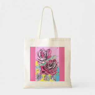 Rote Rose Rosen Rosa Wasserfarben floral Blume Tragetasche
