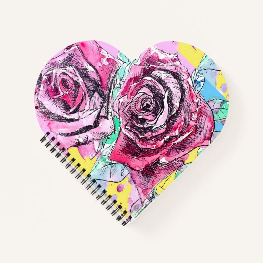 Rote Rose Rosen Wasserfarbe Floral Blumen Blume Notizblock (Vorderseite)