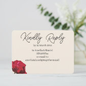 Rote Rose RSVP Karte (Stehend Vorderseite)