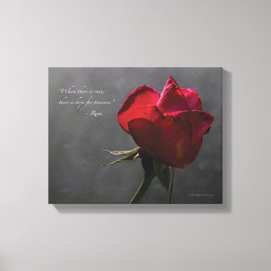 Rote Rose, Rumi Zitat, 14" x 11" - KLEIN Leinwanddruck (Vorderseite)