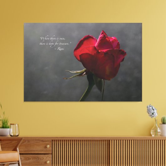 Rote Rose, Rumi Zitat, ~ 60" x 40" - EXTRA LARGE Leinwanddruck (Insitu (Wohnzimmer))