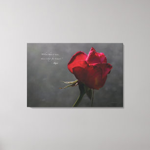 Rote Rose, Rumi Zitat, 6" x 24" - GROSS Leinwanddruck