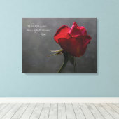 Rote Rose, Rumi zitiert, 24" x 18" - MEDIUM Leinwanddruck (Insitu (Holzboden))