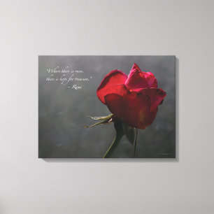 Rote Rose, Rumi zitiert, 24" x 18" - MEDIUM Leinwanddruck