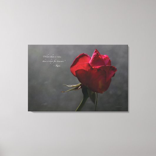Rote Rose, Rumi zitiert, 36" x 24" - GROSS Leinwanddruck (Vorderseite)
